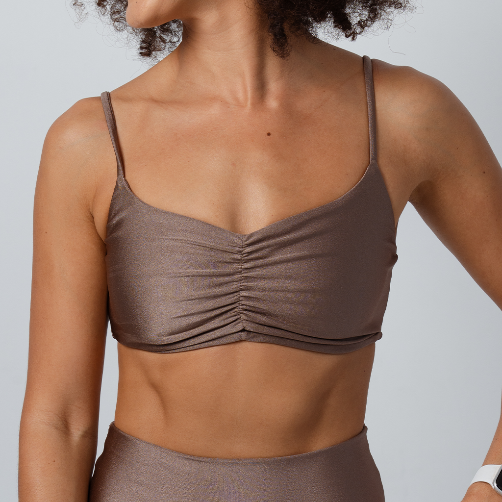 SHINE Mocha Drape Top