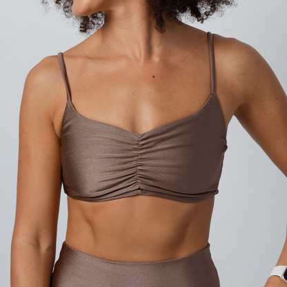 SHINE Mocha Drape Top