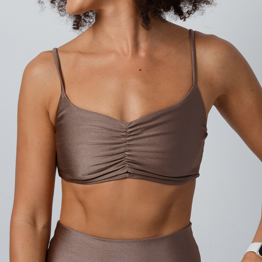 SHINE Mocha Drape Top